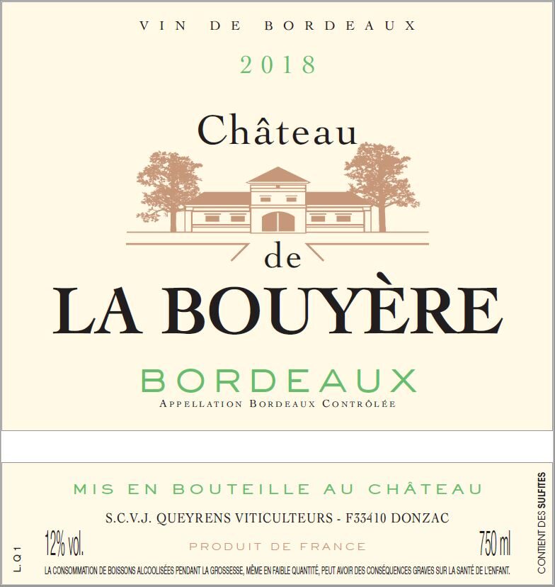 Étiquette Château de la Bouyère 2018