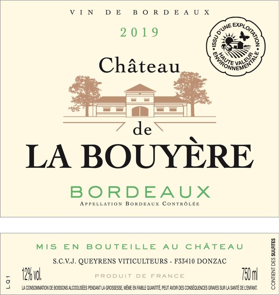 Étiquette Château de la Bouyère 2019