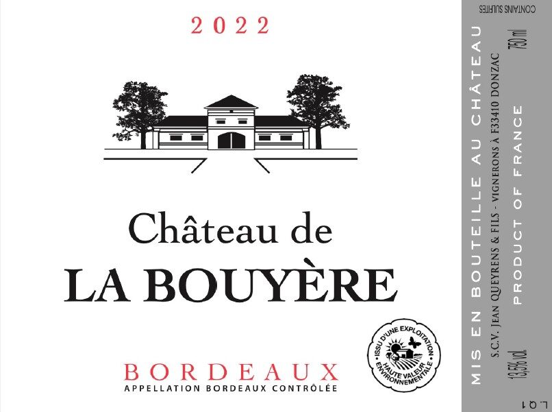 Étiquette Château de la Bouyère 2022