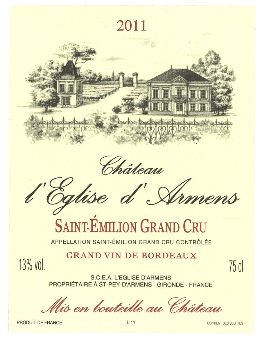 Étiquette Château L'Église d'Armens 2011